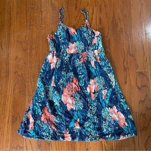 Blue Pink Floral Maternity Dress Adjustable Straps